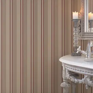 Galerie Palazzo Red Silk Stripe Embossed Wallpaper