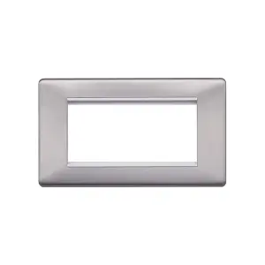 Lieber Brushed Chrome Double Data Plate 4 Modules - White Insert Screwless