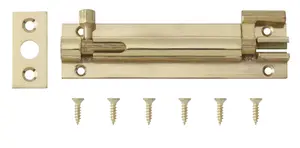 Smith & Locke Gold Brass effect Brass Barrel Door bolt N237 (L)102mm (W)26mm