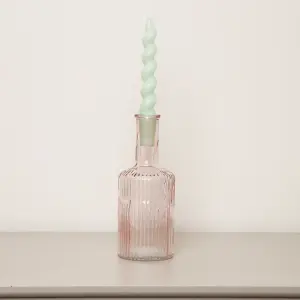 Melody Maison Pale Pink Ribbed Glass Bottle Vase - 20cm