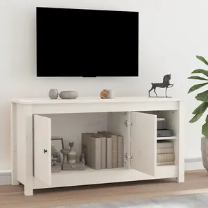 Berkfield TV Cabinet White 103x36.5x52 cm Solid Wood Pine