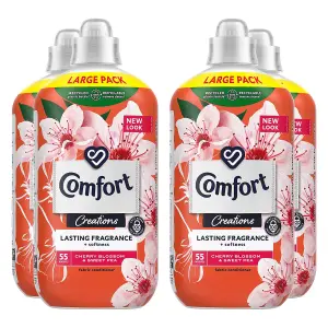 Comfort Fabric Conditioner Cherry Blossom & Sweet Pea 1.65 Litre 55W, 4 Pack