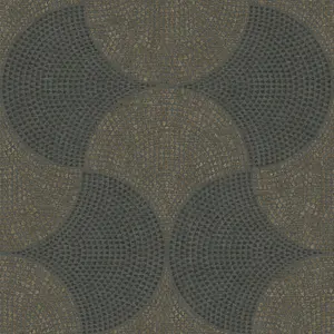 Galerie Havana Black Gold Mosaic Fan Textured Wallpaper