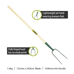 Pegdev - PDL - Carters 54" Premium Forged Ash Handle 2-Prong Hay Pitch Muck Manure Bale Agricultural Fork Endurance Series