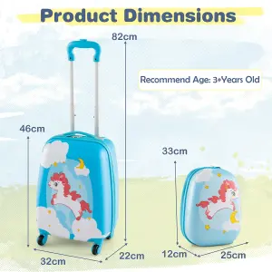 Costway 2PCS 12" 16" ABS Kids Suitcase Backpack Luggage Set School Travel Lightweight