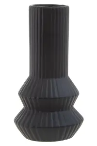 Interiors by Premier Finely Crafted Black Vase, Geometric Design Flower Ceramic Vase, Compact And Lightweight Vase For Flowers