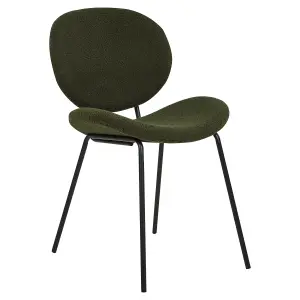 Set of 2 Dining Chairs LUANA Boucle Dark Green