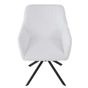 White Teddy Fleece Upholstered Swivel Home Office Chair with Metal Legs