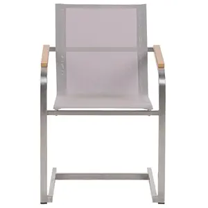 Set of 2 Garden Chairs COSOLETO Stainless Steel Beige