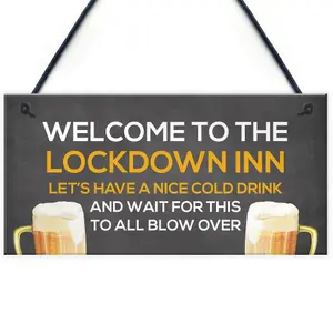 Lockdown Inn Funny Home Bar Sign Man Cave Garage Door Sign Gift