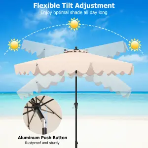 Costway 9 FT Patio Umbrella Outdoor Heavy-Duty 2-Tier Market Table Umbrella