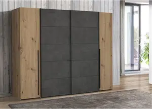 Debarr 4 Door Sliding Wardrobe Zipcode Design Finish: Artisan Oak/Dark Grey