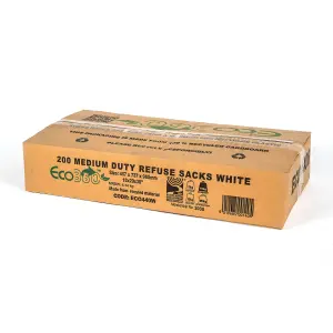 ECO440W Medium Duty Refuse Sack White - Bin Bags - Bin Liners - 80L - 200 Bags