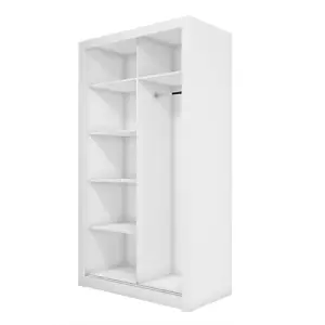 Chic Mirrored Sliding Wardrobe with Shelves in White - Organiser Dream (H2150mm x W1200mm x D600mm)