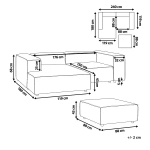 Corner Sofa with Ottoman APRICA Light Grey 2 Seater Right Hand