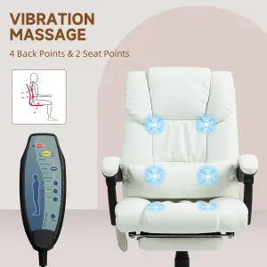 Vinsetto PU Massage Office Chair Height Adjustable Computer Chair White