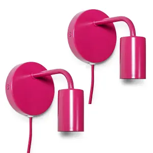 ValueLights Jordy Pair of - Plug in Colour Pop Raspberry Easy Fit Wall Lights