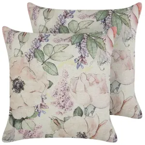 Set of 2 Cushions ZAHRIYE 45 x 45 cm Floral Violet