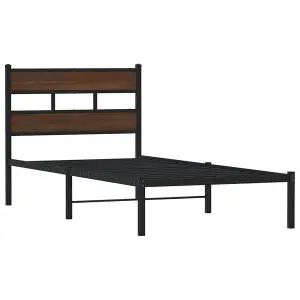 Berkfield Bed Frame without Mattress with Headboard Brown Oak 107x203 cm