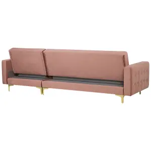 Corner Sofa with Ottoman ABERDEEN Pink Velvet Left Hand