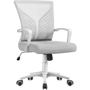 Yaheetech Adjustable Swivel Office Chair with Lumbar Support - Light Grey