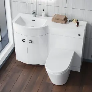 Nes Home White 1100mm Left Hand Side Sink Combination Vanity Unit Rimless Toilet