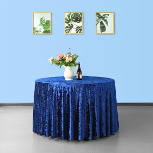 Diamond Velvet Round Tablecloth, Navy Blue , 108 Inch