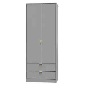 Nashville Ready assembled Contemporary Grey 2 Drawer Tall Double Wardrobe (H)1960mm (W)740mm (D)520mm