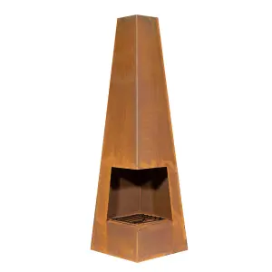 Stylish 45x150cm Corten Steel Chiminea Wood Burner for Outdoor Fire Pits