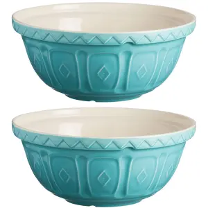 Set of 2 Colour Mix Mixing Bowl Turquoise 29cm