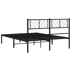 Berkfield Metal Bed Frame with Headboard Black 140x190 cm