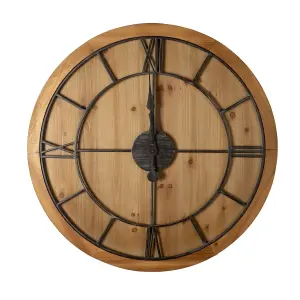 Hill Interiors Williston Wooden Wall Clock Brown/Black (60cm x 5cm x 60cm)