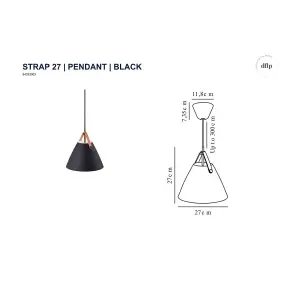 Nordlux DFTP Strap 27 Indoor Living Dining Metal Pendant Ceiling Light in Black (Diam) 27cm