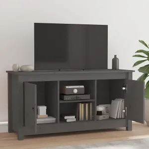 Berkfield TV Cabinet Grey 103x36.5x52 cm Solid Wood Pine