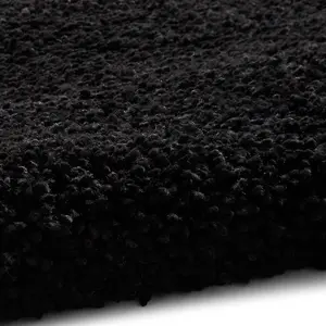 Black Plain Shaggy Modern Easy to Clean Rug for Living Room Bedroom and Dining Room-160cm X 220cm