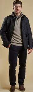 Men's Barbour Patch Half Button Lambswool Sweater - Stone - UK: S