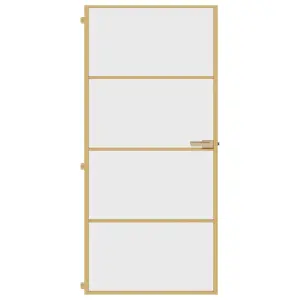 Berkfield Interior Door Slim Golden 93x201.5 cm Tempered Glass and Aluminium