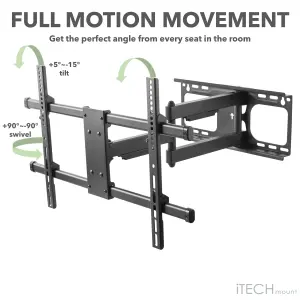 iTech Mount 37" to 80" Full Motion Heavy Duty Double Arm TV Wall Mount Bracket