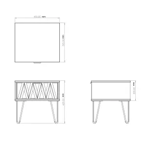 Diamond Ready assembled Matt white 1 Drawer Bedside chest (H)410mm (W)450mm (D)395mm