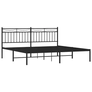 Berkfield Metal Bed Frame with Headboard Black 180x200 cm