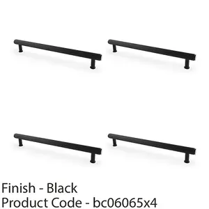 4 PACK - Reeded T Bar Pull Handle - Matt Black 224mm Centres SOLID BRASS Drawer Lined