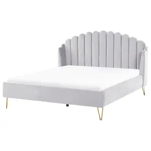 Velvet EU Super King Size Bed Grey AMBILLOU