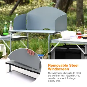 Costway Outdoor Camping Table with Storage Lightweight & Portable Grill Table