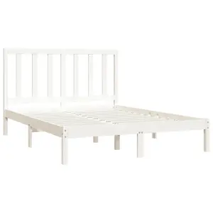 Berkfield Bed Frame White Solid Wood Pine 140x200 cm