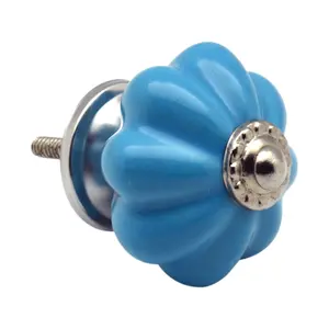 Nicola Spring - Floral Ceramic Cabinet Knob - Blue