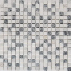 Ikarai Light grey Matt Marble effect Natural stone Mosaic tile sheet, (L)300mm (W)300mm