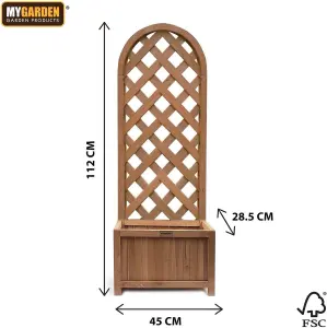 Brown Arched Wooden Planter Lattice Trellis Flowerpot Plant Box 112cm