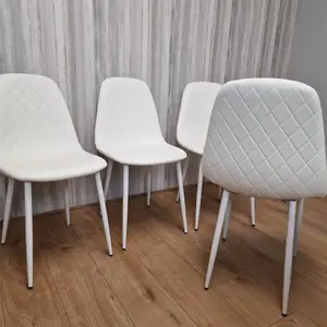 4 Dining Chairs white Chairs Stitched Leather Chairs, Living  Kitchen Room Chairs