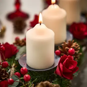 Roses Four Pillar Centrepiece Christmas Decoration Tealight Holder Candle Holder