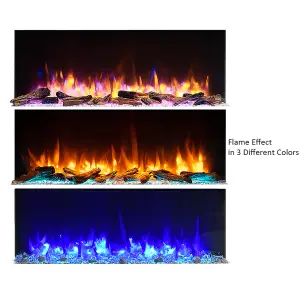 FLAMME Kingston Wall Mounted Fireplace up to 60" with 3 Flame Colours and 13 Mood Lighting Options (39" WHITE)